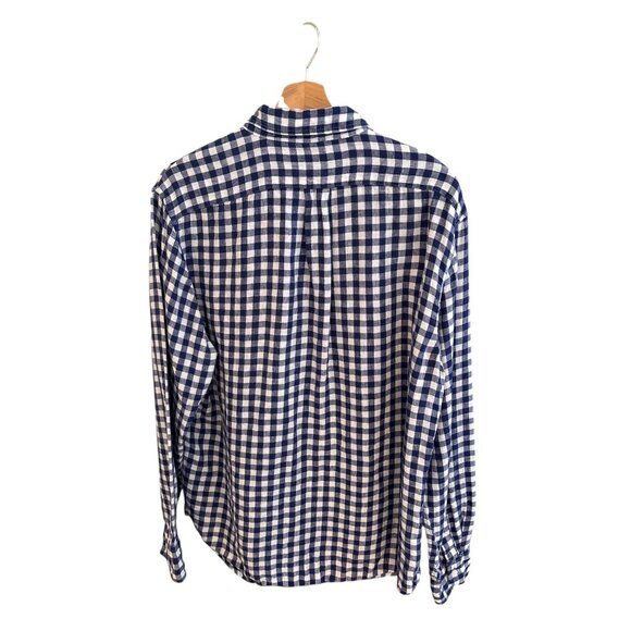 J.Crew Mens Slim Irish Linen Blue Gingham Button-Down Shirt Size L - Picture 2 of 9